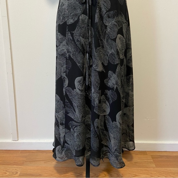 Wrap Front Maxi Dress Sheer Feather Print Size 6/8 Handmade Includes Slip EUC - Picture 3 of 9